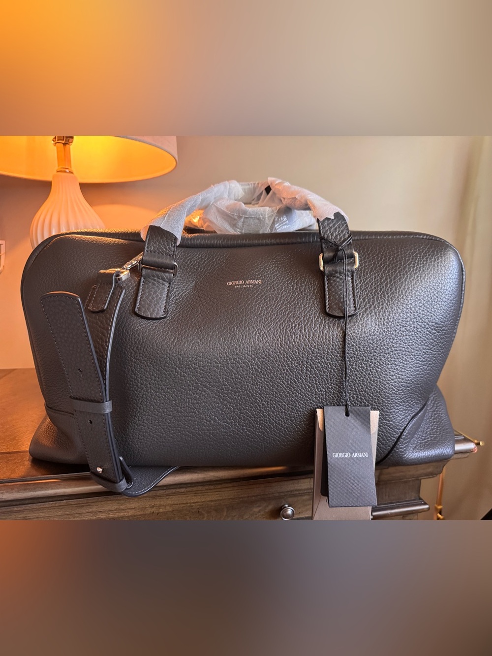 Giorgio Armani leather weekender duffel Duffel Bag